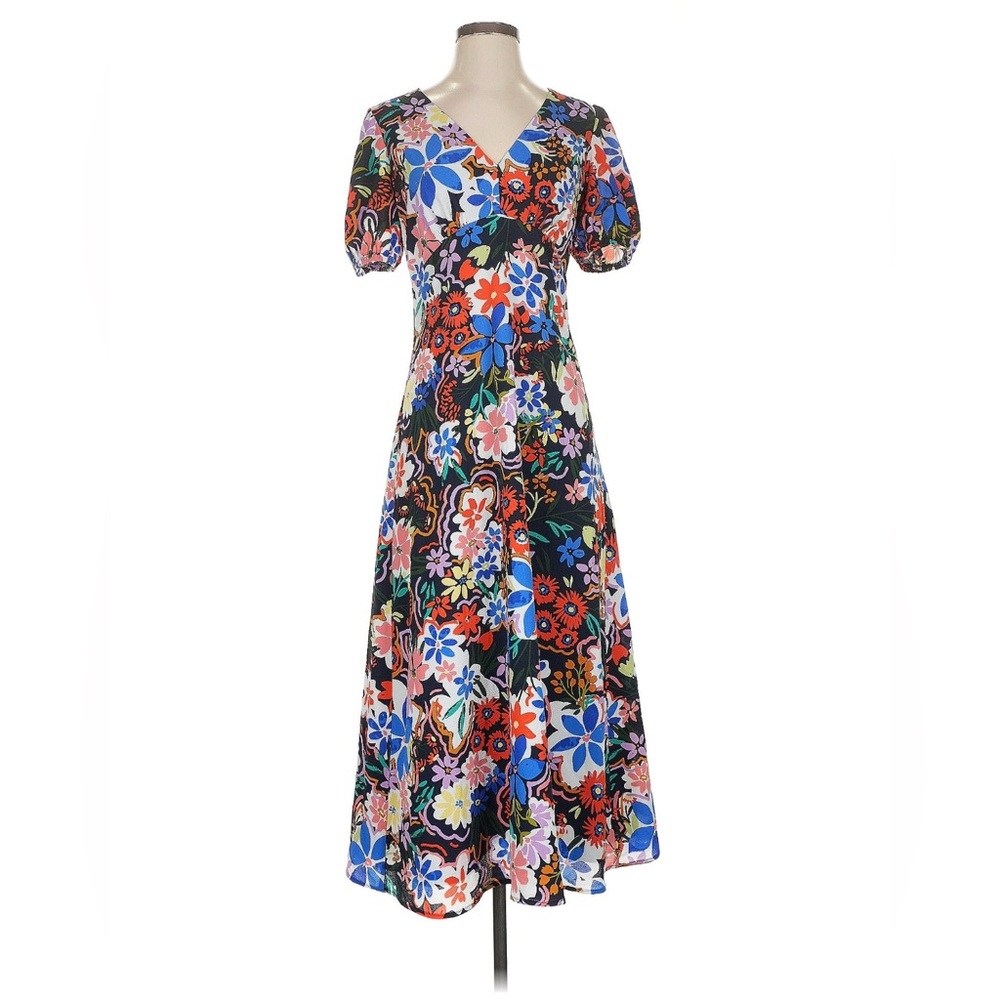Donna Morgan Lainey Floral Open Back Midi Dress - Picture 4 of 7